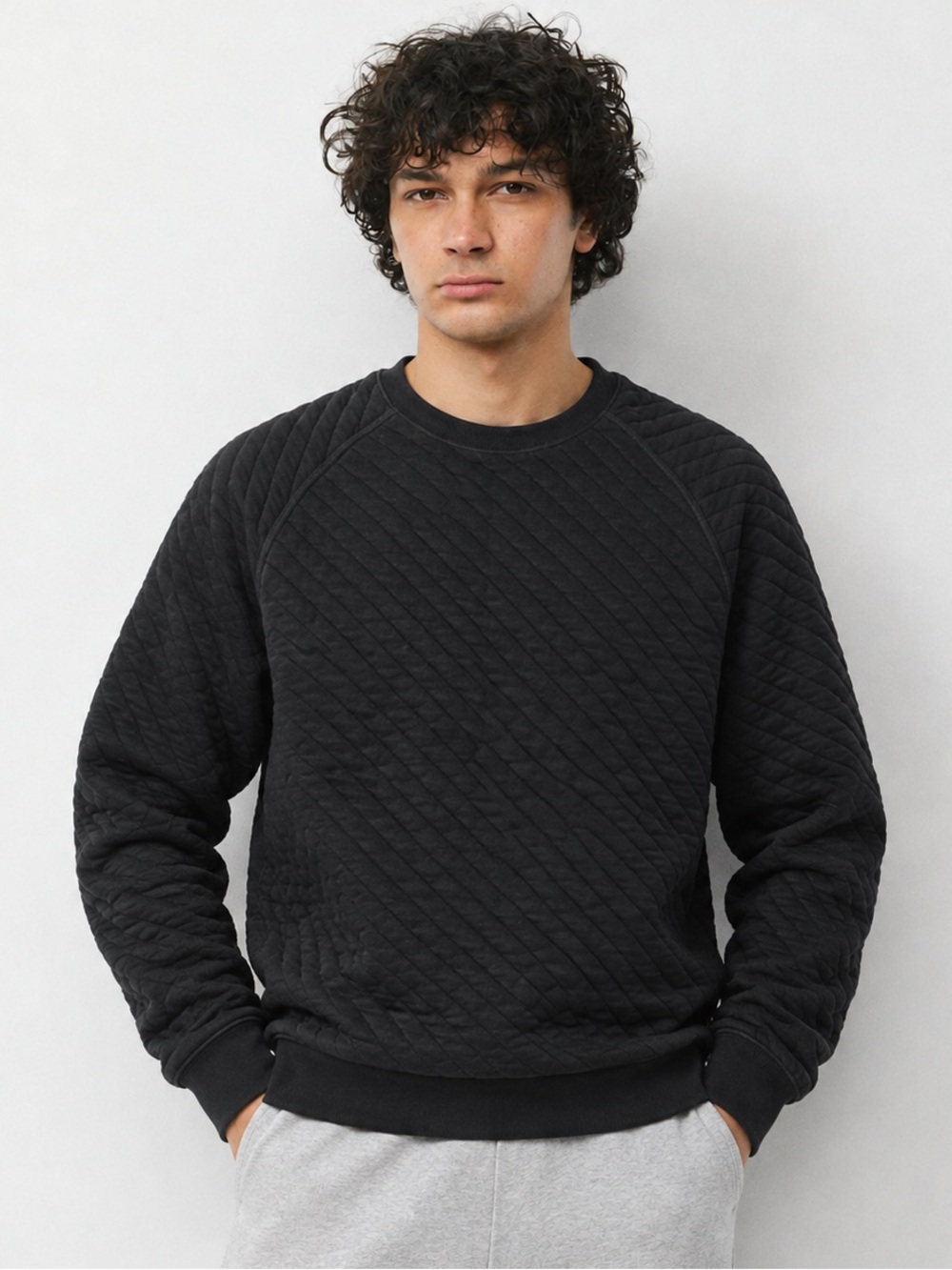 Cloudveil Men’s Black Quilted Crewneck Sweatshirt Size Medium NWOT
